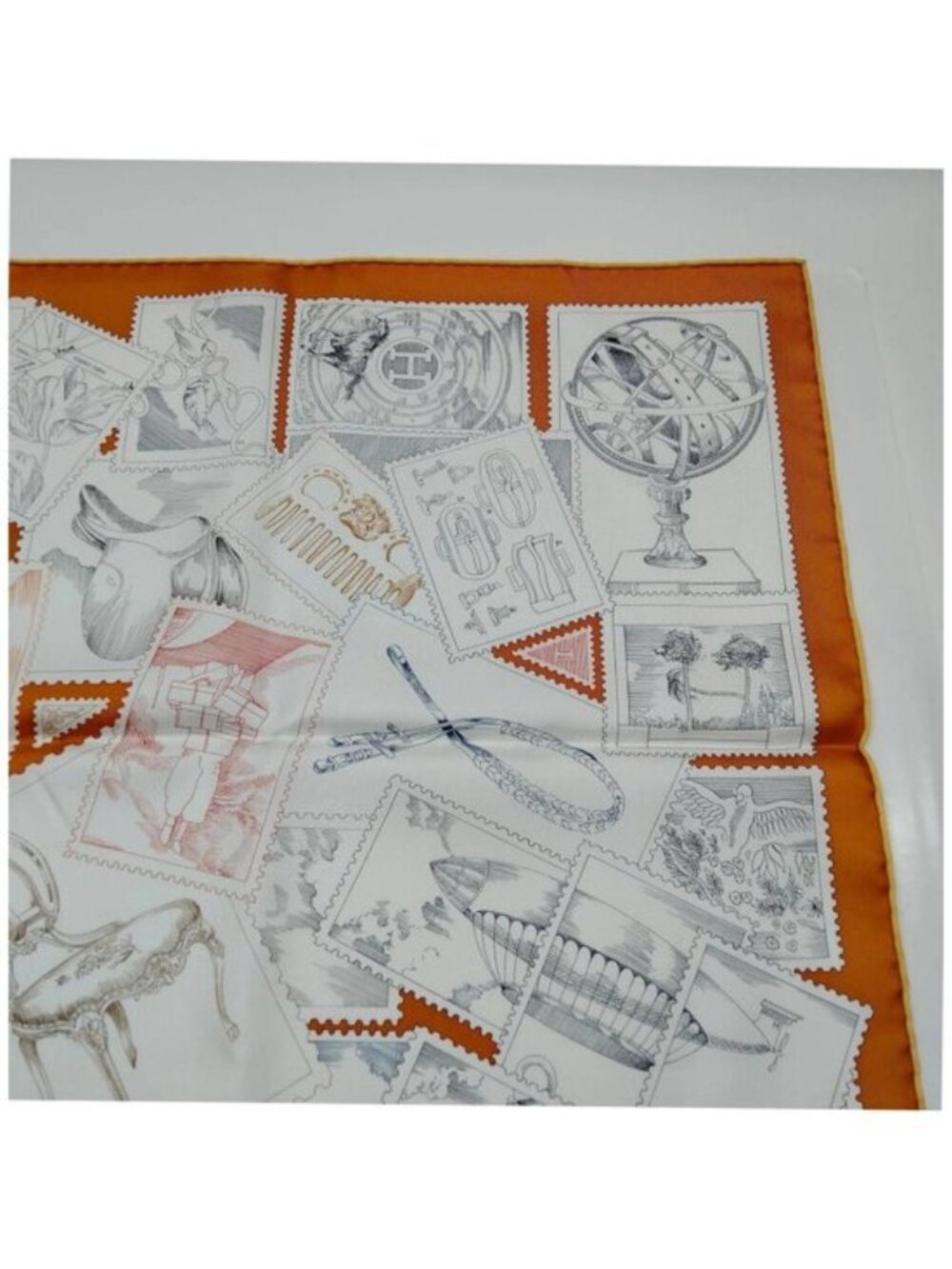 Hermes Le Philatéliste du Faubourg Silk Scarf Orange - Picture 5 of 10